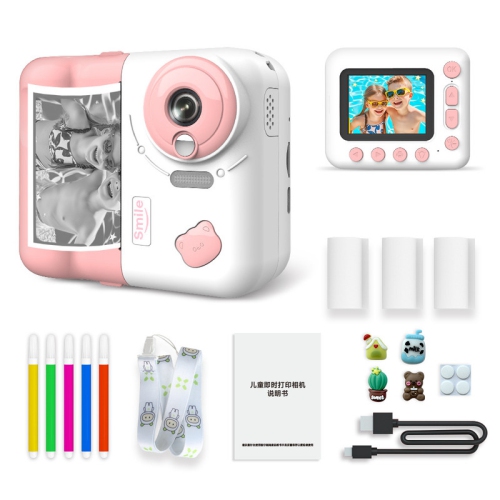 Kids Polaroid Camera with Instant Print, 10x Zoom, 12MP, Toy Gift - Pink