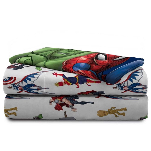 Avengers 3-Pcs Multicolor Twin Sheet Set for Kids - Flat Sheet, Fitted Sheet, and Pillowcase