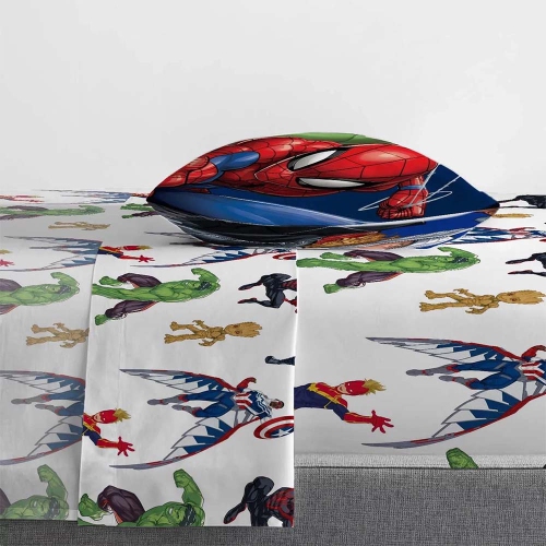 Avengers 3-Pcs Multicolor Twin Sheet Set for Kids - Flat Sheet, Fitted Sheet, and Pillowcase