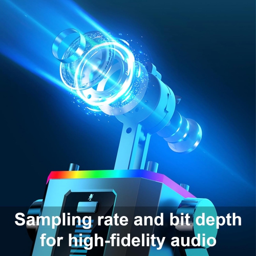 Gaming Microphone, USB Dynamic Gaming Microphone for PC with RGB Light, Mute Button, Gain Control, Desktop Podcasting Microphone for Studio Twitch