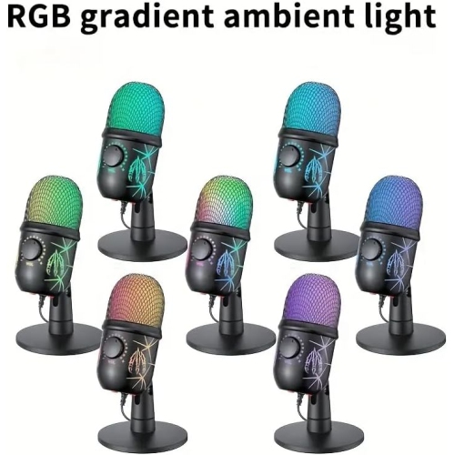 USB Gaming Microphone, RGB Condenser Mic for PC, Mac, PS4/PS5, Podcast Recording