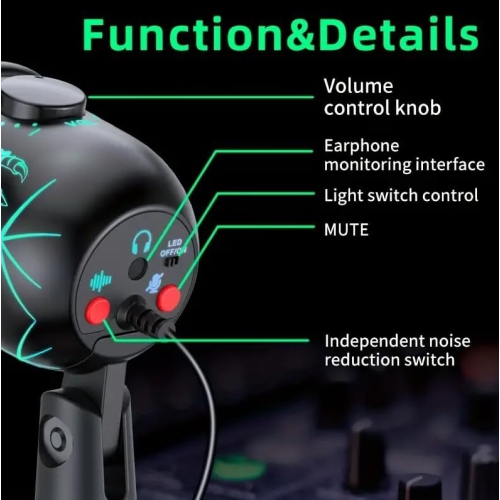USB Gaming Microphone, RGB Condenser Mic for PC, Mac, PS4/PS5, Podcast Recording