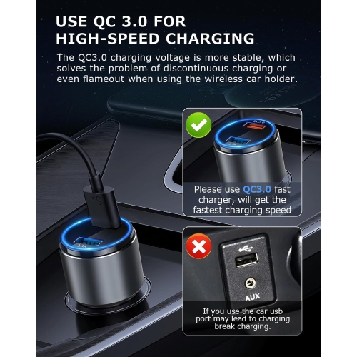 M for Magsafe Car Mount Charger-Magnetic Car Phone Holder Wireless Car Charger for Dash Air Vent-LED RGB HandsFree Car Mount Fast Car Charger for