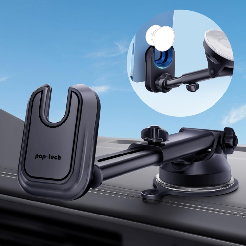 p Car Phone Mount for Pop Socket: Suction Cup Cell Phone Holders for Automobile Dashboard Windshield Window - Dash Mounted Cellphone Stand Black Fits