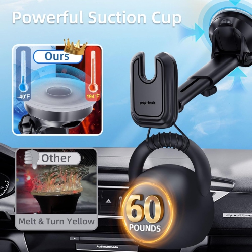 p Car Phone Mount for Pop Socket: Suction Cup Cell Phone Holders for Automobile Dashboard Windshield Window - Dash Mounted Cellphone Stand Black Fits