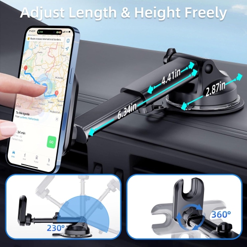 p Car Phone Mount for Pop Socket: Suction Cup Cell Phone Holders for Automobile Dashboard Windshield Window - Dash Mounted Cellphone Stand Black Fits