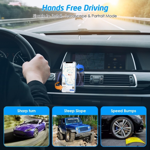 W Magnetic Phone Car Mount, [2 Pack] Universal Air Vent Magnetic Phone Car Mount Phone Holder, for Cell Phones and Mini Tablets with Fast Swift-Snap