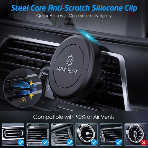 W Magnetic Phone Car Mount, [2 Pack] Universal Air Vent Magnetic Phone Car Mount Phone Holder, for Cell Phones and Mini Tablets with Fast Swift-Snap