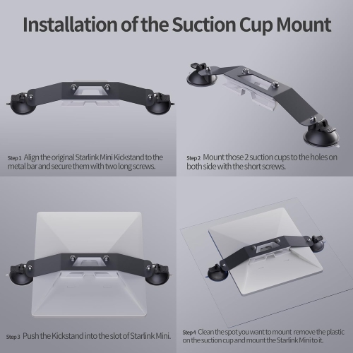 E Starlink Mini Mount, Suction Cup & Sunroof Mount, Metal Frame, Gray, Vehicle Surface Mount