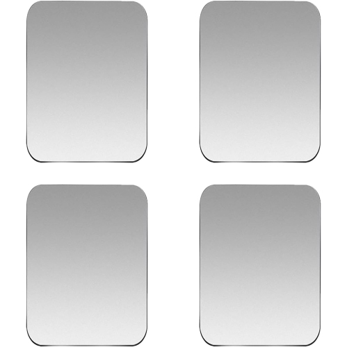 S Replacement Metal Plates Set for Magnetic Car Mount, Wall, Phone Holder. 4 Large Silver Iron Discs Without Holes for Magnets. 3M Adhesive Thin