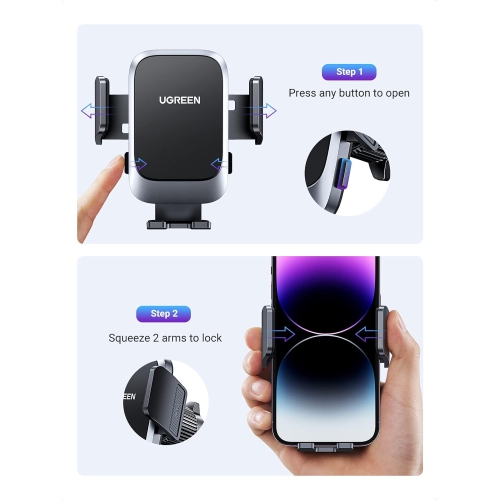 U Universal Car Phone Holder, Vent Car Phone Mount Holder Thick Case Friendly, 1s Release and Lock, Cell Phone Holder Car with Stable Hook Compatible