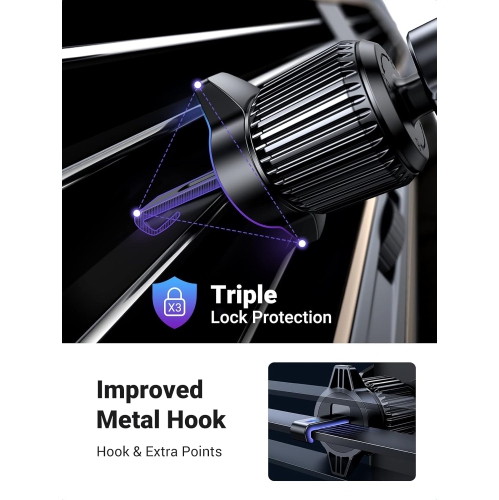 U Universal Car Phone Holder, Vent Car Phone Mount Holder Thick Case Friendly, 1s Release and Lock, Cell Phone Holder Car with Stable Hook Compatible