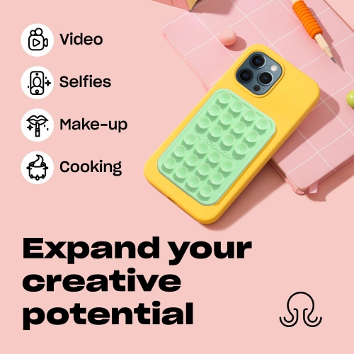 O MAX Silicone Suction Phone Case Adhesive Mount Compatible with iPhone and Android, Anti-Slip Hands-Free Mobile Accessory Holder for Selfies and