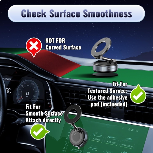 Upgraded Vacuum Magnetic Car Phone Holder - 108lbs Suction & 3000gf Magnet, 360° Foldable Car Phone Mount for iPhone 16-12, Samsung, Android in All