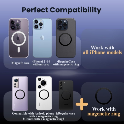 Upgraded Vacuum Magnetic Car Phone Holder - 108lbs Suction & 3000gf Magnet, 360° Foldable Car Phone Mount for iPhone 16-12, Samsung, Android in All