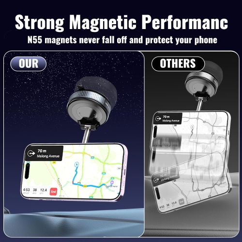 Upgraded Vacuum Magnetic Car Phone Holder - 108lbs Suction & 3000gf Magnet, 360° Foldable Car Phone Mount for iPhone 16-12, Samsung, Android in All