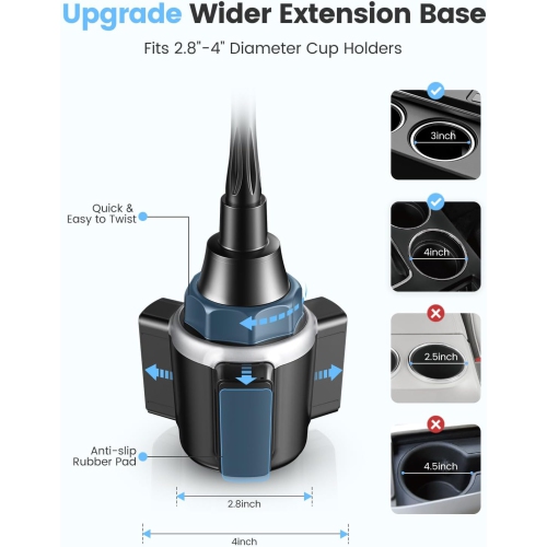 Z Car Phone Holder, Dual 360° Rotate Gooseneck Cup Holder Phone Mount for Car, Flexible Cell Phone Holder Car Compatible with iPhone 16 Pro