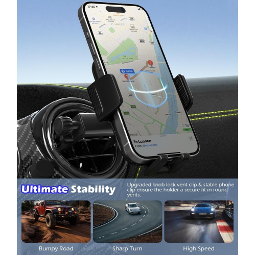 A Car Round Vent Phone Mount for Mercedes Benz A/B/C/E/G-Class/GLA/GLK/EQE/Mini Cooper [Big Phone & Thick Case Friendly], Hands Free Car Phone