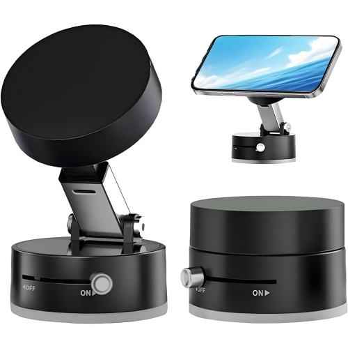 J New Version Vacuum Magnetic Car Phone Holder, Dual-Sided Attachment, Adjustable Dual-Axis Design, Enhanced Mechanical Suction, Ideal for Car, Home,