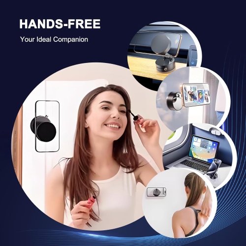 J New Version Vacuum Magnetic Car Phone Holder, Dual-Sided Attachment, Adjustable Dual-Axis Design, Enhanced Mechanical Suction, Ideal for Car, Home,