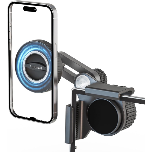 A for Magsafe Tesla Phone Mount, No Adhesive Required, Magnetic Power Adjustable Car Mount for Model Y/3 Screen, Model y Accessories 2026 Tesla Phone