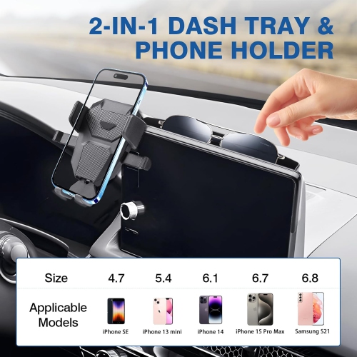 F Phone Mount & Dash Tray for Honda Civic 2022 2023 2024 2025, Phone Holder with Dash Organizer 360 Degree Rotation Cell Phone Mount Civic Accessories