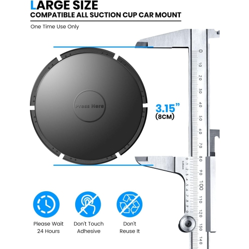 e Sticky Pad for Car Dashboard, for Suction Cup Phone Mount, 3M Adhesive Pad [Diameter: 3.1] Dash Mount Disk for iPhone/iPad/Tablet/GPS Holder