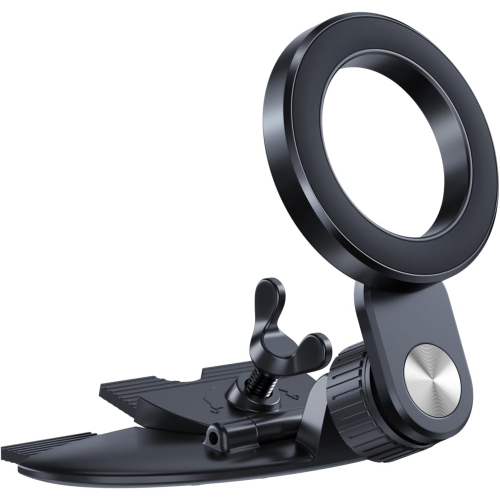 1 for Magsafe CD Phone Holder for Car [17 Strong Magnets] Magnetic CD Player Phone Mount, Hollow Socket CD Slot Phone Mount for iPhone 16 15 14 13 12