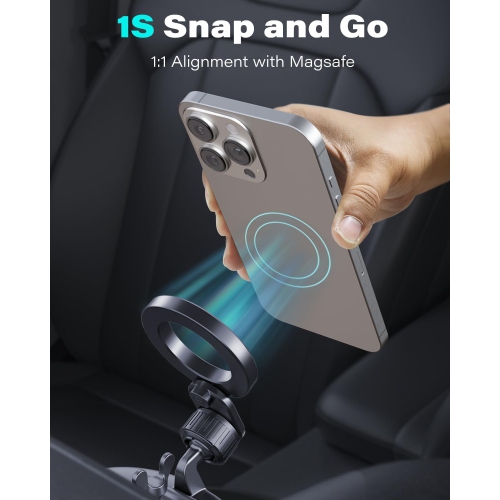 1 for Magsafe CD Phone Holder for Car [17 Strong Magnets] Magnetic CD Player Phone Mount, Hollow Socket CD Slot Phone Mount for iPhone 16 15 14 13 12