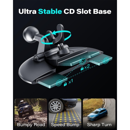 1 for Magsafe CD Phone Holder for Car [17 Strong Magnets] Magnetic CD Player Phone Mount, Hollow Socket CD Slot Phone Mount for iPhone 16 15 14 13 12