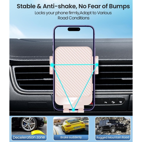 Wireless Car Charger Phone Holder, M 15W Fast Charging Auto-Clamping Car Mount Hands-Free Car Charger for Dashboard Windshield Air Vent for iPhone