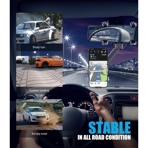 S [Version 2024] Rear View Mirror Phone Holder, Rearview Mirror Accessories, Flexible Rotating Multifunctional 360° Retractable Mobile Phone Holder