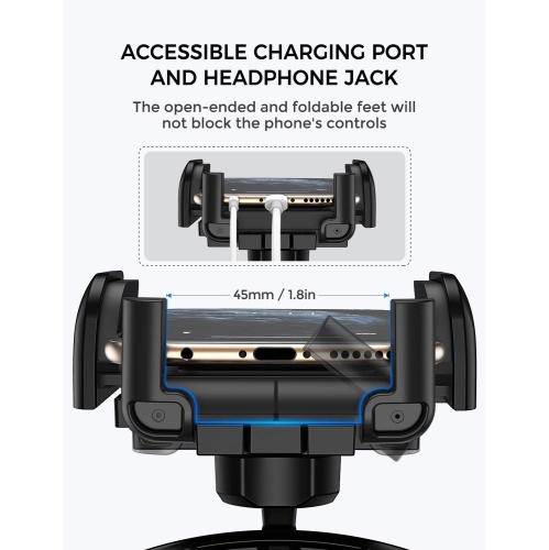 V CD Slot Phone Holder for Car, 360° Rotation CD Slot Car Phone Mount, Easy One Touch CD Slot Cell Phone Holder Compatible with iPhone, Samsung, LG,