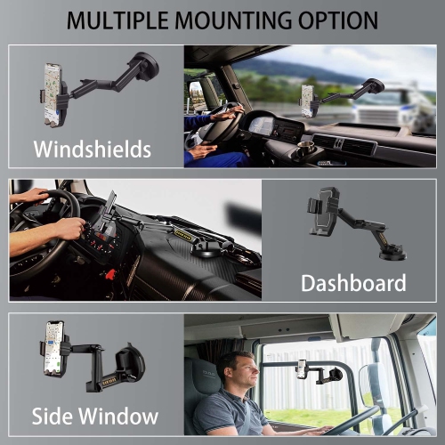 W Truck Phone Holder Mount,Car Phone Holder,Dashboard Windshield Phone Holder 16.9 inch Long Arm,Super Suction Cup Compatible with Pickup