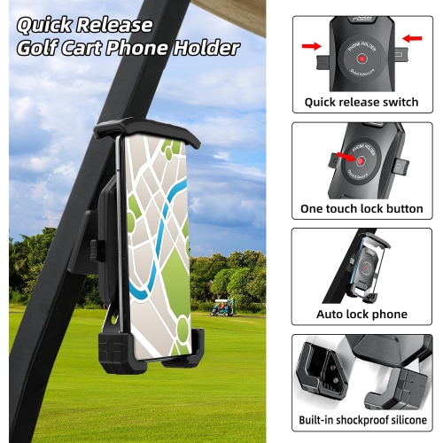 R Golf Cart Magnetic Phone Holder Mount Compatible with EZGO/Club Car/Yamaha, Compatible with iPhone/Galaxy/Google Pixel, Ultra Strength Magnet/360°
