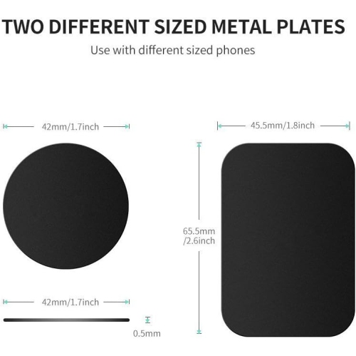 Metal Plate, 4 Pack Universal Mount Metal Plate with Adhesive for Magnetic Car Mount Cell Phone Holder, 2 Rectangular and 2 Round