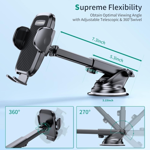 Car Phone Holder Mount, Upgraded 3 in 1 Phone Holder for Your Car Phone Mount Windshield Dashboard & Air Vent Hands Free Automobile Cell Phone