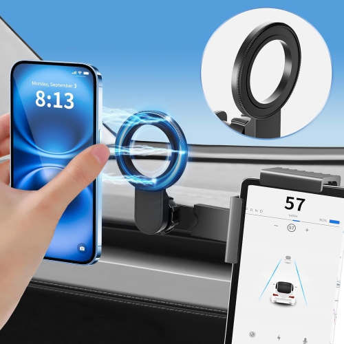 T Magnetic Phone Mount for Tesla Model Y Juniper Model 3 Highland Cybertruck for MagSafe(Strongest Magnet Power) Screen Phone Mount for Tesla Model