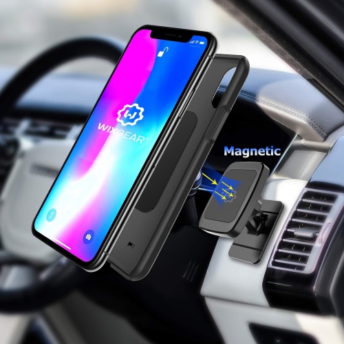 Magnetic Phone Car Mount, W Universal Stick On Dashboard Magnetic Car Mount Holder, for Cell Phones and Mini Tablets with Fast Swift-snap Technology,
