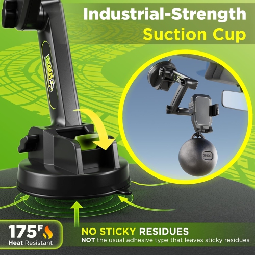 Phone Mount for Truck Phone Holder for Truck - Heavy Duty Suction Cup + Dashboard Pad, Mobile Device Holder for Dashboard Window 16.9 inch Long Arm,