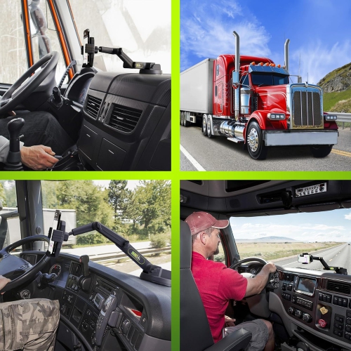 Phone Mount for Truck Phone Holder for Truck - Heavy Duty Suction Cup + Dashboard Pad, Mobile Device Holder for Dashboard Window 16.9 inch Long Arm,