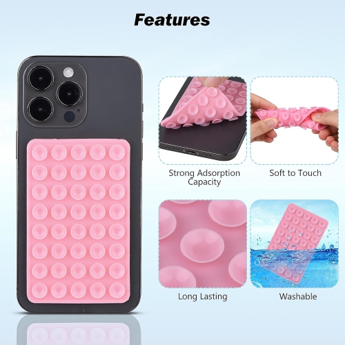 4 Pcs Silicone Suction Phone Case Mount Holder, Double Sided Suction Cup Phone Mount Hands-Free Strong Grip Holder for Selfies&Videos, Silicon Sticky