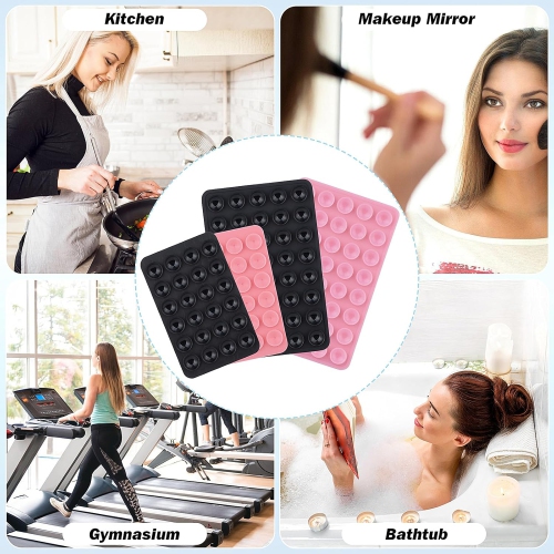 4 Pcs Silicone Suction Phone Case Mount Holder, Double Sided Suction Cup Phone Mount Hands-Free Strong Grip Holder for Selfies&Videos, Silicon Sticky