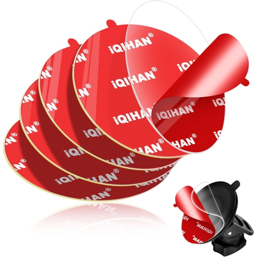 5pcs Adhesive Sticky Pads for Suction Cup Car Phone Mount, 3.15 Clear Double-Sided Circle Tapes Replacement for Windshield/Dashboard Phone Holder
