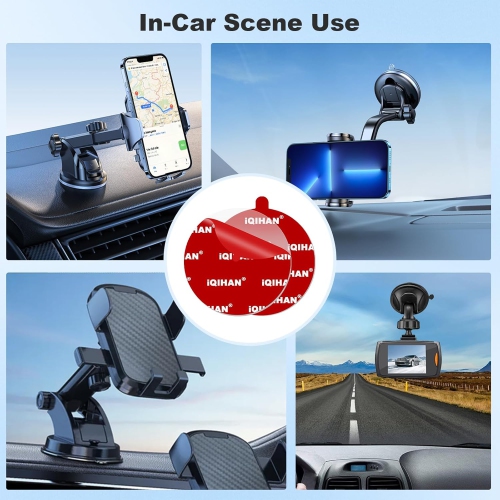 5pcs Adhesive Sticky Pads for Suction Cup Car Phone Mount, 3.15 Clear Double-Sided Circle Tapes Replacement for Windshield/Dashboard Phone Holder