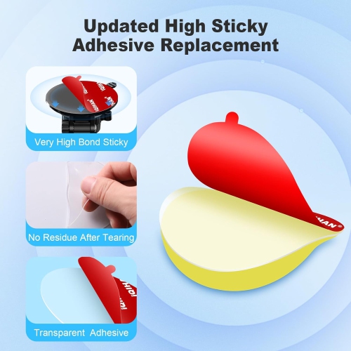 5pcs Adhesive Sticky Pads for Suction Cup Car Phone Mount, 3.15 Clear Double-Sided Circle Tapes Replacement for Windshield/Dashboard Phone Holder