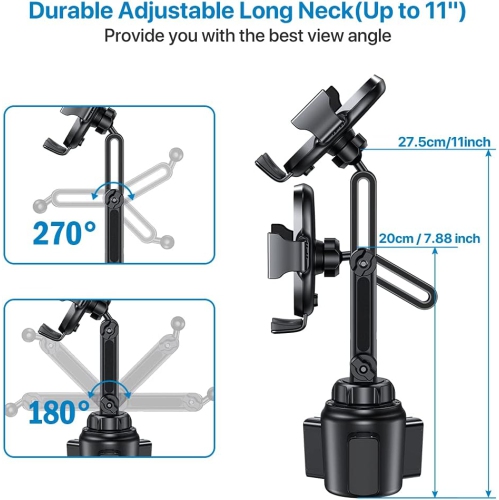 M Universal Cup Phone Holder for Car, [Upgraded Version] Adjustable Long Neck Car Cup Holder Phone Mount Cradle Friendly Compatible with iPhone