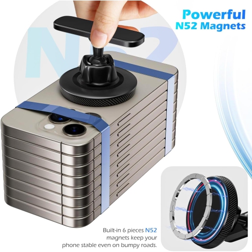 A Magnetic Car Phone Holder Mount for 2025 Hyundai Tucson SEL Convenience/Tucson N Line/ 2025 2024 Santa FE Hybrid SEL, Attaches to Metallic