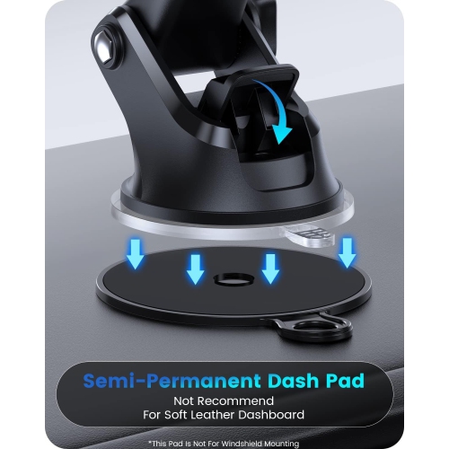 O 3-in-1 Suction Cup Phone Holder Windshield/Dashboard/Air Vent, Dashboard & Windshield Suction Cup Car Phone Mount with Strong Sticky Gel Pad,