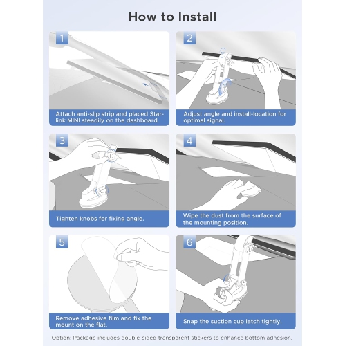 Starlink Mini Car Mount for Dashboard, c Starlink Mini Mounting Kit, [Sticky Suction Base, Angle-Adjustable, Secure Hold] Car Suction Cup Mount